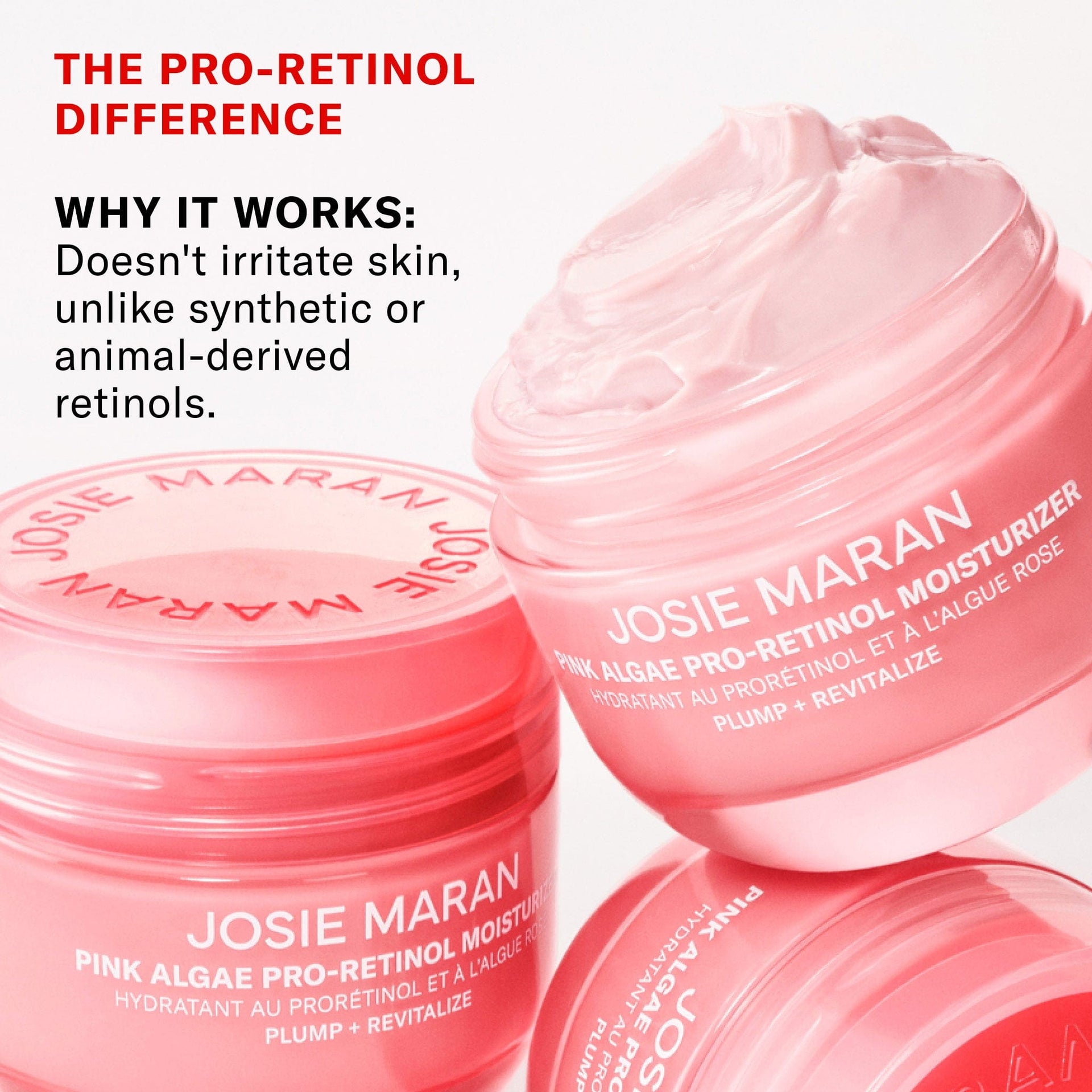 Why it works. Doesn't irritate skin, unlike synthetic or animal-derived retinols.