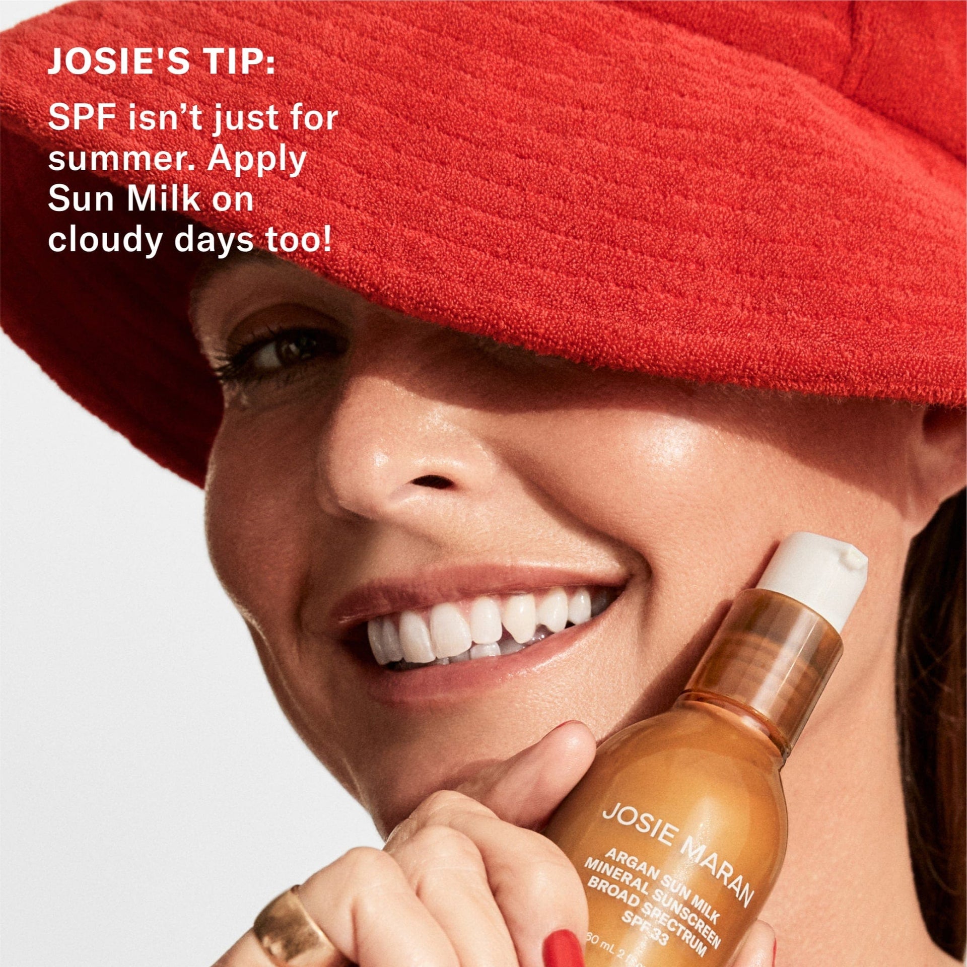 Josie's Tip: SPF isn't just for summer. Apply Sun Milk on cloudy days too!