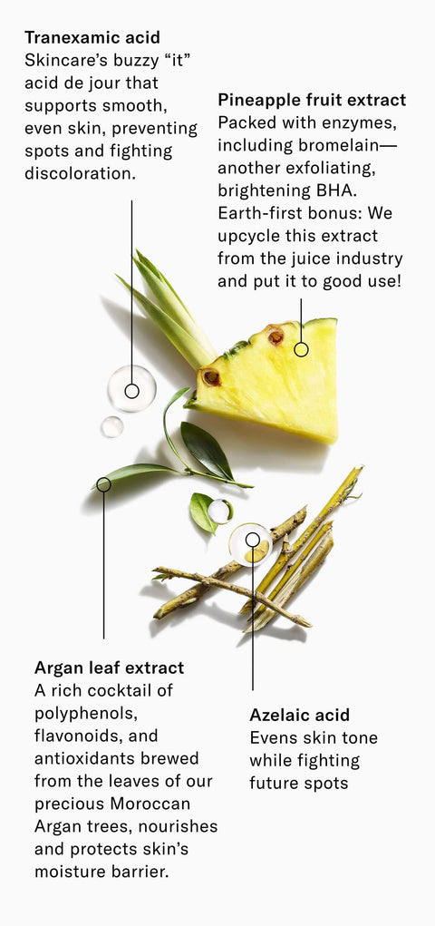 Ingredients: Tranexamic Acid, Argan Leaf Extract, Pineapple Fruit Extract, Azelaic Acid