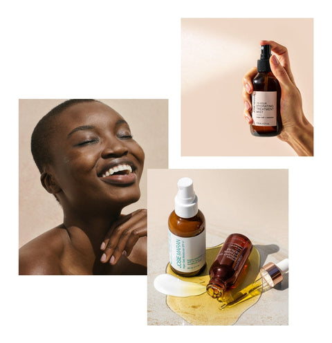 Model and Natural Skincare Product Images
